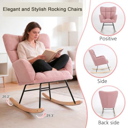 Teddy Upholstered Glider Rocking Chair, Comfy Accent Armchair - Image 6
