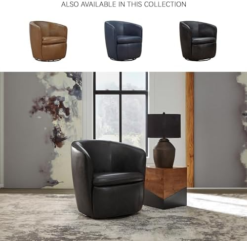 Signature Design by Ashley Leather Swivel Accent Chair - Image 6
