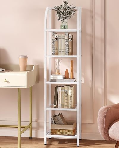 Hzuaneri Bookcase Bookshelf, Tempered Glass Arched Bookshelf - Image 3