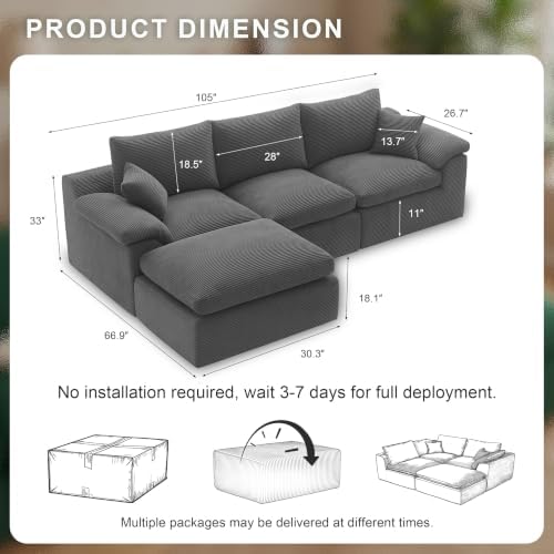 Cloud Sectional Couch, Boneless Couches - Image 3