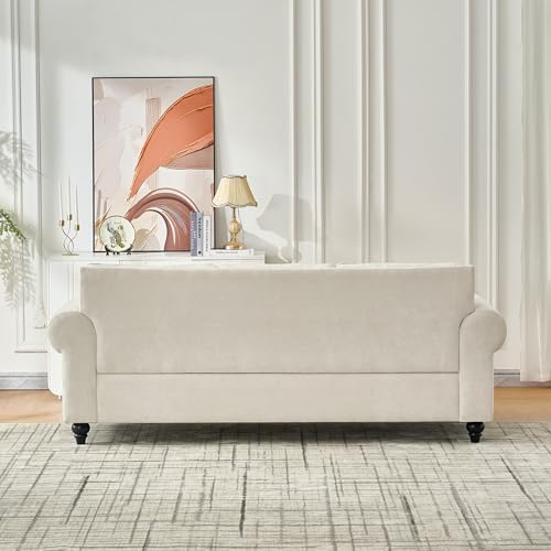 86.5" Classic Chenille Sofa Couch 3-Seater | Chesterfield Style - Image 5
