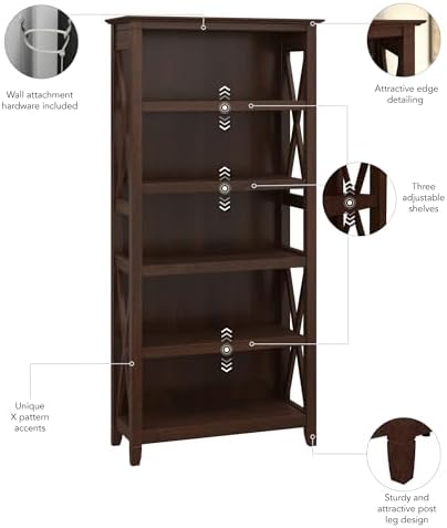 Bush Home Tall 5 Shelf Bookcase - Image 5