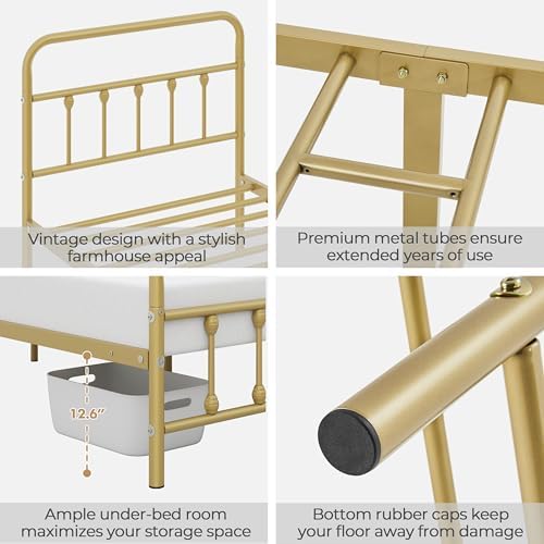 Yaheetech King Metal Platform Bed Frame, Victorian Headboard & Footboard - Image 5