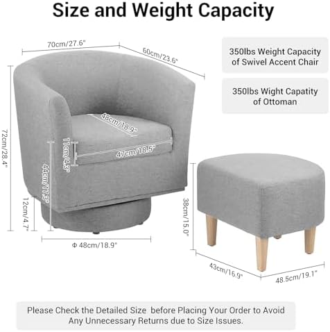 DAZONE Swivel Accent Chair Modern Barrel Chairs - Image 2