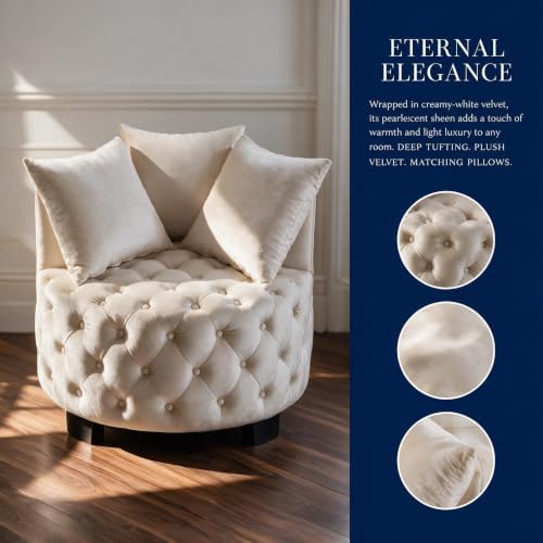 Modern Velvet Round Accent Armchair - Image 3