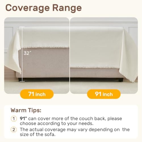 Couch Covers for 4 Cushion Sofa Cover 91" x 134" Cream White - Image 5