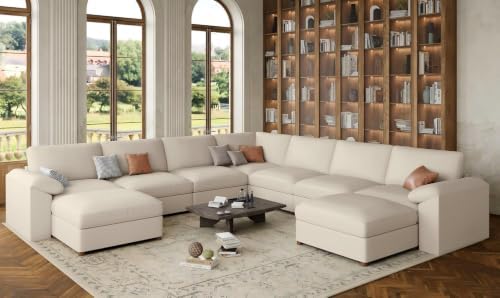 EASE MOOSE Leather Modular Sectional Sofa, Oversized Sectional Couch by EASEMOOSE