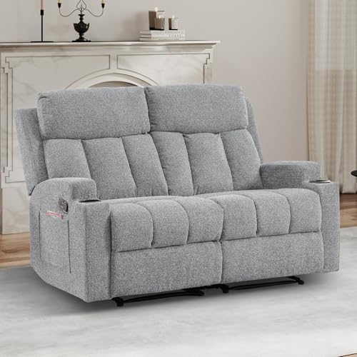 CANMOV Manual Recliner Sofa Set, Soft Fabric Reclining Loveseat by CANMOV