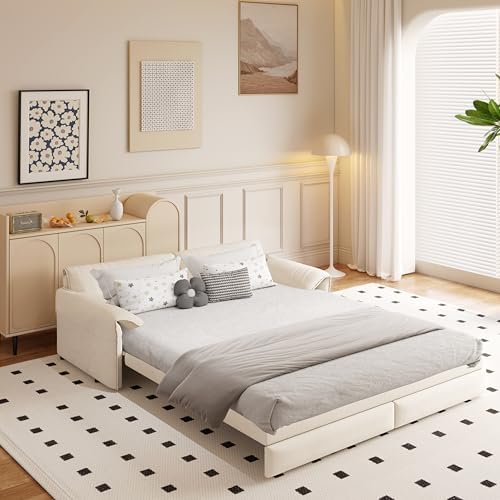 66" Futon Sofa Bed Queen Size, 3-in-1 Convertible Sleeper Sofa - Image 2