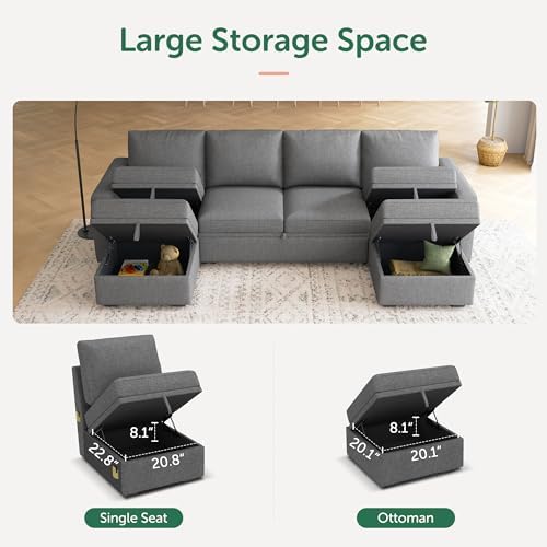 HONBAY Modular Sectional Sleeper Sofa Bed, Sectional Couch - Image 3
