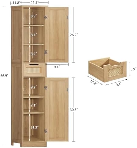 Iwell 66.9" Tall Bathroom Storage Cabinet - Image 3