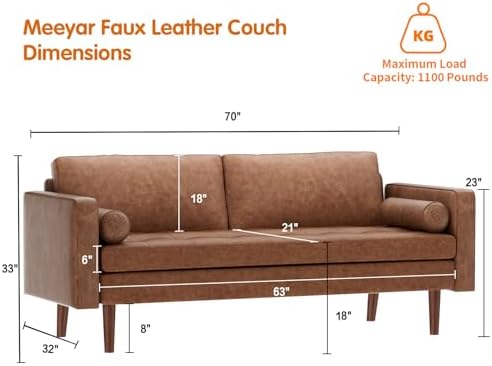 Faux Leather Couch - Image 2