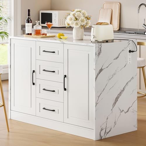 ONBRILL Kitchen Island with 2 Storage Cabinets & 4 Drawers by ONBRILL