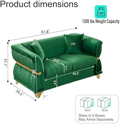 KEIKI 62" Luxury Oversized Velvet Chesterfield Sofa - Image 2