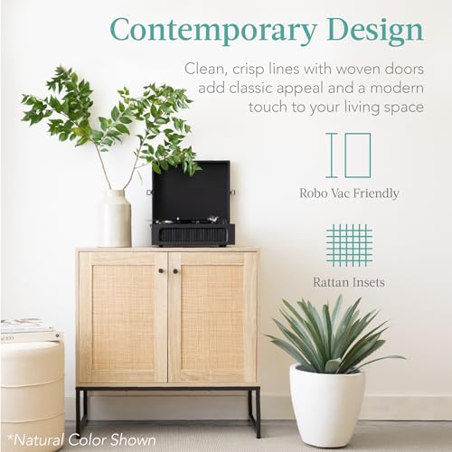 Best Choice Products 2-Door Rattan Storage Cabinet, Accent Furniture, Buffet - Image 6