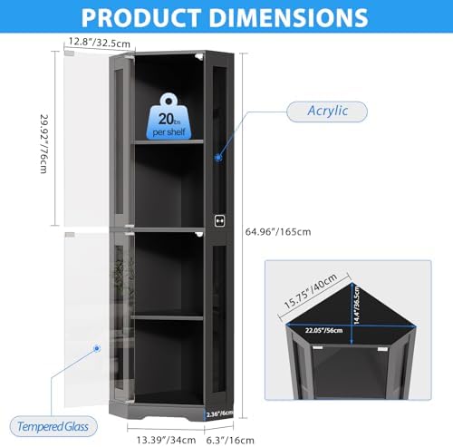 BROTTAR 65" Corner Display Cabinet - Image 2