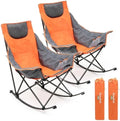 SUNNYFEEL Oversized Folding Rocking Camping Chair 2 Pack, 500lbs Orange by SunnyFeelCamping