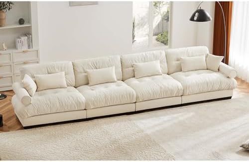 166" Modular Sectional Sofa, Velvet Upholstered Couches - Image 4