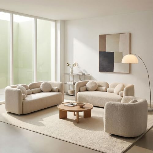 69.29" Curved Sofa Set, 2 Loveseats & Accent Chair - Image 3