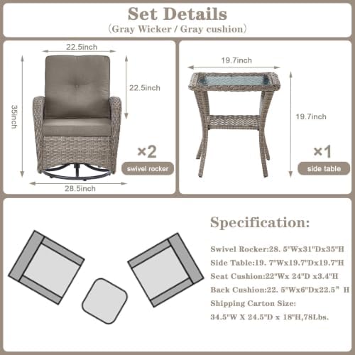 Belord Swivel Patio Chairs Wicker Set - Image 2