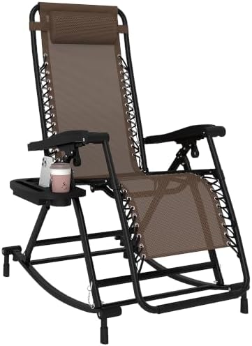 Outsunny Outdoor Rocking Chairs Zero Gravity Lounge Rocker Brown by Outsunny