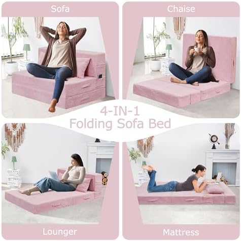 Folding Sofa Bed, Convertible Sleeper Chair Bed, Floor Sofa - Image 4