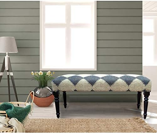 LR Home Tan/Black Upholstered Bench - Image 2