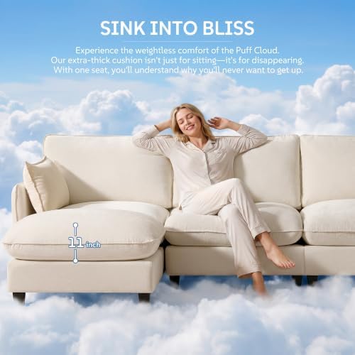Ihanherry 139" Oversized V-Shaped Modular Sectional Couch, 9-Seater Cloud Sofa - Image 3