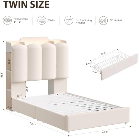 HOSTACK Twin Upholstered Platform Bed Frame - Image 2