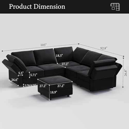 Vesgantti 92" 6 Seats L Shaped Modular Sectional Couch - Image 2