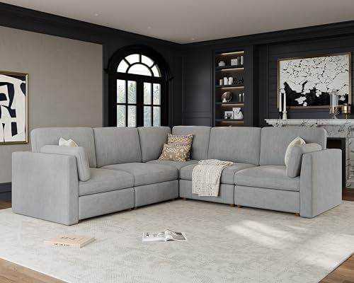 Oversized Modular Sectional Sofa V-Shaped Cloud Couches Gray by Kalafini