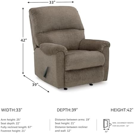 Signature Design by Ashley Rocker Recliner Chair, Nutmeg Brown, Stonemeade - Image 3