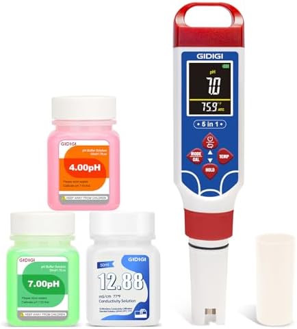 5 in 1 pH Meter for Water TDS EC Salinity Tester for Salt Water Pool by GIDIGI