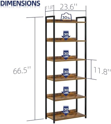 NUMENN Bookshelf, 6 Tier Freestanding Shelving Unit - Image 3
