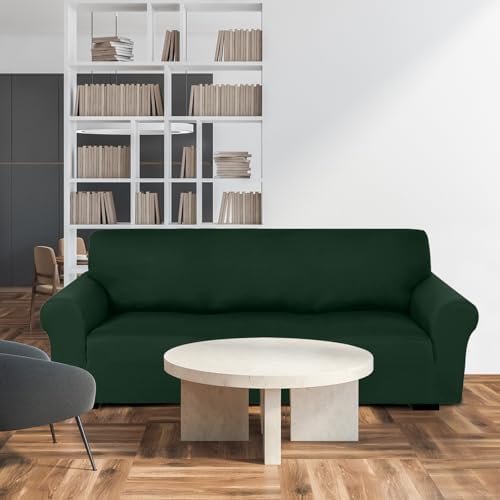 Peryiter 3 Pcs Couch and Loveseat Sofa Covers, Dark Green, Milk Silk - Image 7