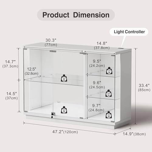 Lvifur High Gloss Glass Display Cabinet - Image 2