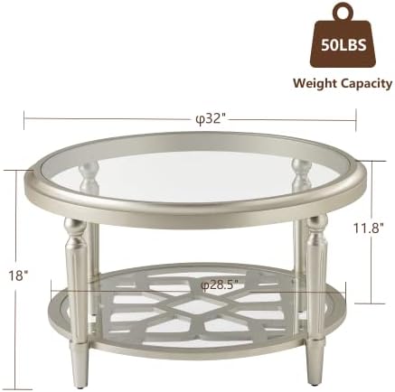 COSIEST Glass Coffee Table, 2-Tier Glass Top, Simple & Modern Center Table - Image 2