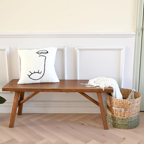 Handcrafted Solid Wood Bench, Rustic Design, Natural Finish by SwallowLiving