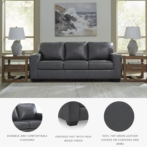 Signature Design by Ashley Blue Leather Match Sofa, No Assembly Required - Image 4