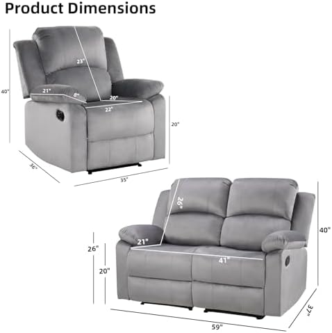 EBELLO Manual Reclining Couch Set - Image 2