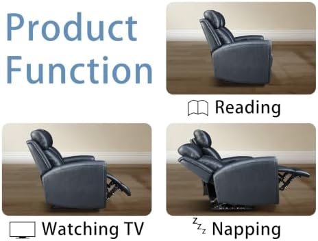 THSUPER Blue Genuine Leather Power Recliner Sofa Couch - Image 6
