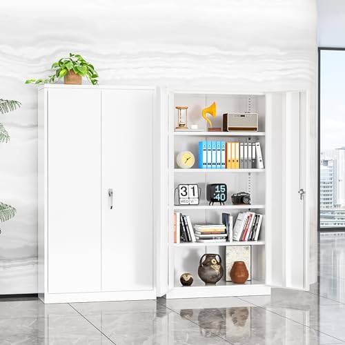 INTERGREAT White Metal Storage Cabinet, Tall Metal Cabinet - Image 2