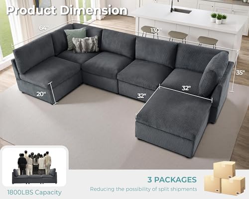 Jocisland Oversized Cloud Couch Sectional, U-Shaped Modular Couch - Image 2