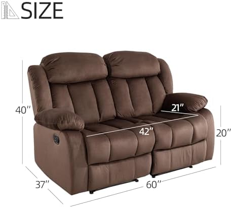 EBELLO Reclining Loveseat, Classic and 2 Seat Recliner Couch - Image 2
