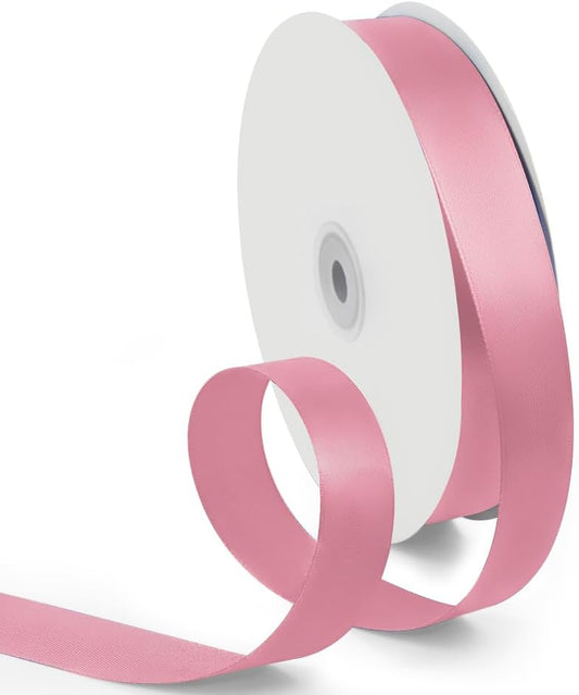 1 Inch 100 Yards Satin Ribbon Dusty Pink, Solid Color Fabric Ribbon for Gift Wrapping, Wedding, Polyester Gift Ribbon for Birthday Party Decoration, Craft, Hair, Floral, Sewing