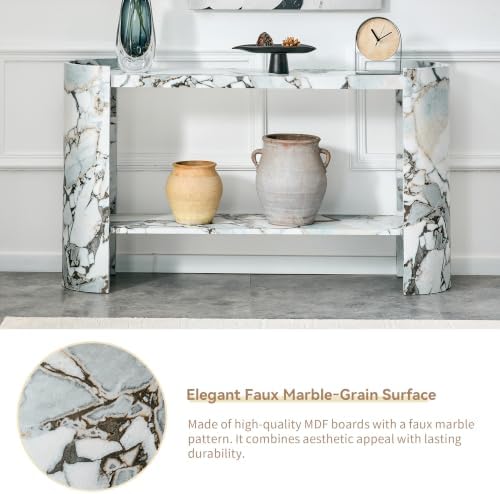 52.5" Faux Marble Sofa Table - Image 4