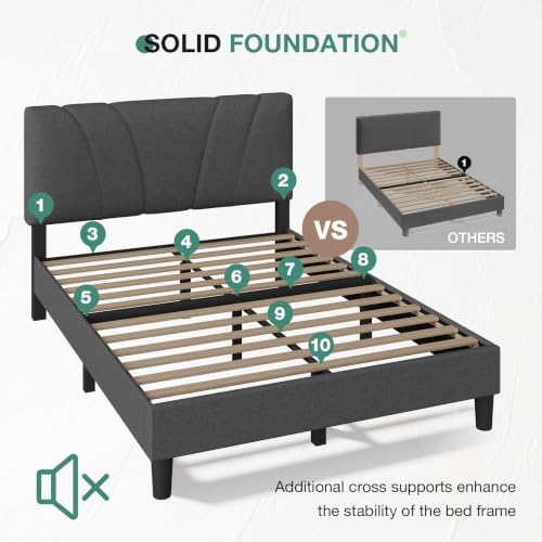 Novilla Queen Size Bed Frame Upholstered Queen Bed Frame - Image 6