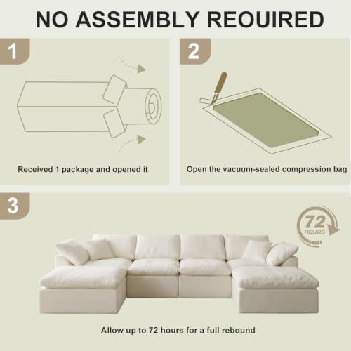 138" Boneless Cloud Couch Sectional - Image 4