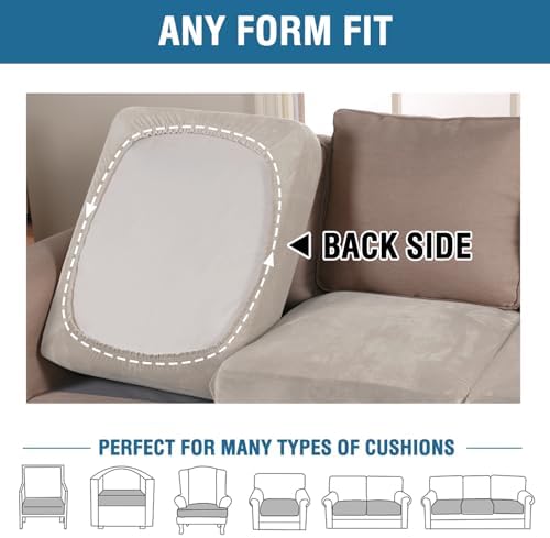 H.VERSAILTEX Velvet Stretch Couch Cushion Cover Plush Cushion Slipcover - Image 5