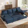 Sofa Bed Pull Out 2 in 1 Sectional Sleeper Sofa U Shaped Couch by DURASPACE
